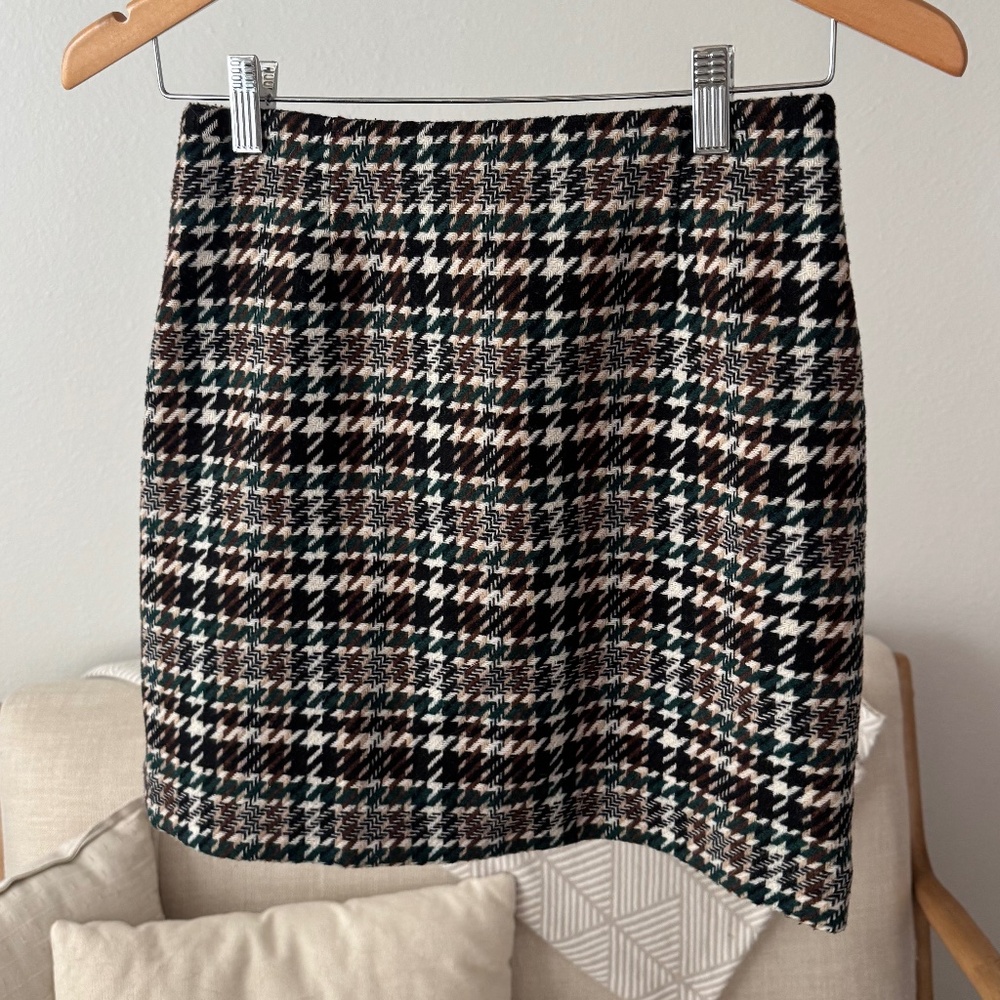 Plaid Tweed Skirt, Fitted
